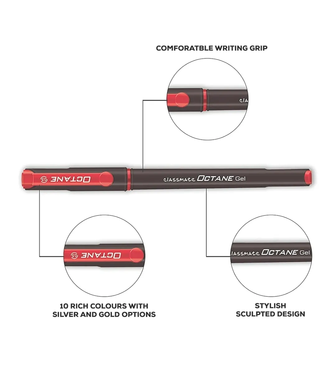 Classmate Octane Colour Burst Pen, Multicolour, Pack of 10 Pens